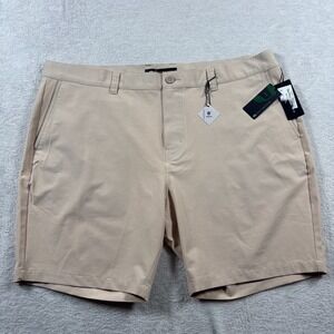 Travis Mathew Tech Chino Shorts Mens 42 Khaki Stretch 8" Inseam Active Lifestyle